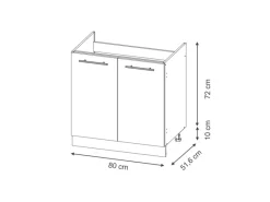 Vicco Spülenunterschrank Fame-Line Hochglanz/Anthrazit 80 cm AP Eiche< Küchenschränke