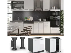 Vicco Spülenunterschrank Fame-Line Hochglanz/Anthrazit 80 cm mit Regal AP Marmor< Besteckkästen|Kochfelder