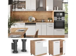 Vicco Spülenunterschrank Fame-Line Hochglanz/Goldkraft Eiche 80 cm mit Regal ohne Arbeitsplatte< Pantryküchen|Küchenschränke