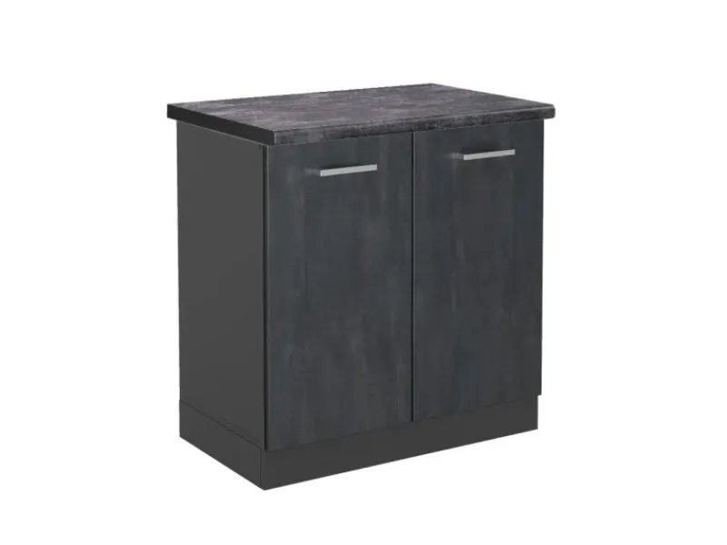 Clearance Vicco Spülenunterschrank R-Line Schwarz Beton/Anthrazit 80 cm AP Anthrazit Beton Anthrazit