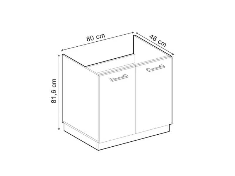 Clearance Vicco Spülenunterschrank R-Line Schwarz Beton/Anthrazit 80 cm AP Anthrazit Beton Anthrazit