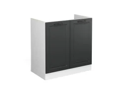 Küchenschränke<Vicco Spülenunterschrank R-Line Anthrazit Landhaus/Weiß 80 cm ohne Arbeitsplatte