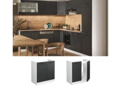 Küchenschränke<Vicco Spülenunterschrank R-Line Anthrazit Landhaus/Weiß 80 cm ohne Arbeitsplatte