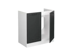 Küchenschränke<Vicco Spülenunterschrank R-Line Anthrazit Landhaus/Weiß 80 cm ohne Arbeitsplatte