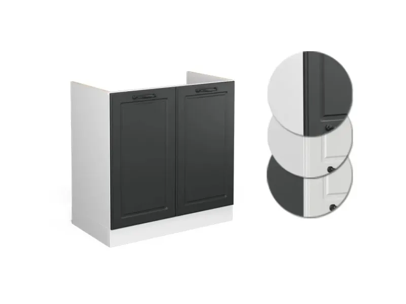 Küchenschränke<Vicco Spülenunterschrank R-Line Anthrazit Landhaus/Weiß 80 cm ohne Arbeitsplatte