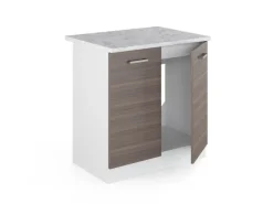 Küchenschränke<Vicco Spülenunterschrank R-Line Küchenunterschrank für die Spüle Grau/Weiß 80 cm AP Marmor