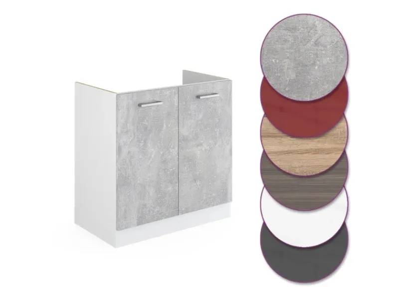 Küchenschränke<Vicco Spülenunterschrank R-Line Küchenunterschrank für die Spüle /Weiß 80 cm ohne Arbeitsplatte