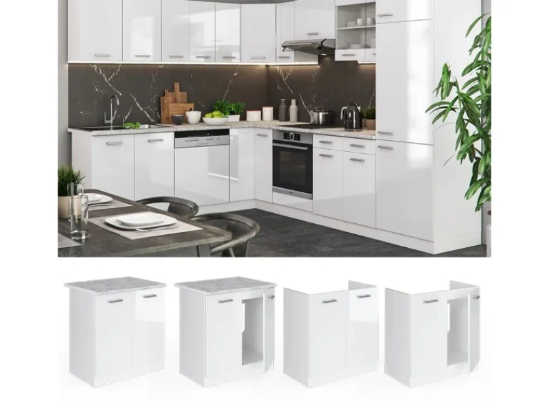 Vicco Spülenunterschrank R-Line Hochglanz/ 80 cm ohne Arbeitsplatte< Küchenschränke