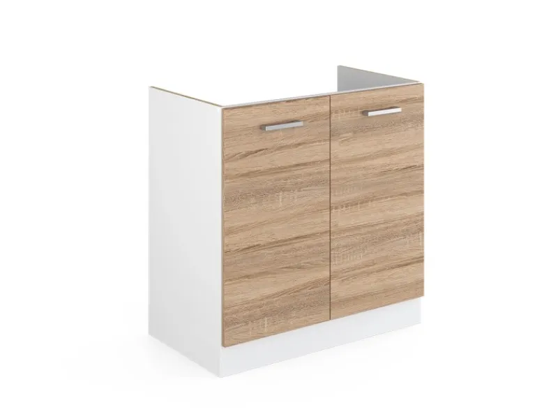 Clearance Vicco Spülenunterschrank R-Line Küchenunterschrank für die Spüle Sonoma/Weiß 80 cm ohne Arbeitsplatte Sonoma Eiche
