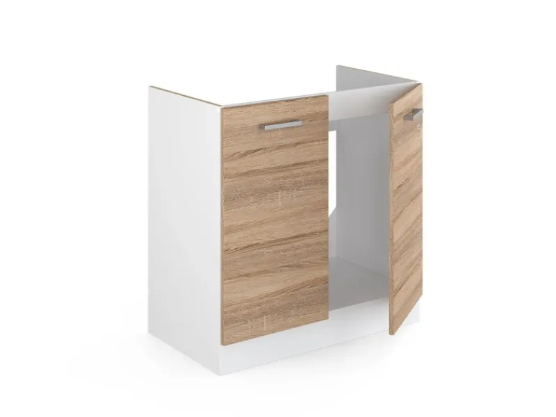 Clearance Vicco Spülenunterschrank R-Line Küchenunterschrank für die Spüle Sonoma/Weiß 80 cm ohne Arbeitsplatte Sonoma Eiche