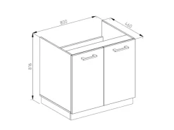 Vicco Spülenunterschrank R-Line Hochglanz/Goldkraft Eiche 80 cm AP Marmor Anthrazit