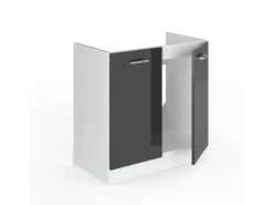 Sale Vicco Spülenunterschrank R-Line Hochglanz/Weiß 80 cm AP Eiche Anthrazit