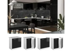 Vicco Spülenunterschrank R-Line Schwarz Hochglanz/Weiß 80 cm AP Eiche< Küchenschränke