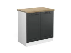 Küchenschränke<Vicco Spülenunterschrank R-Line Anthrazit Landhaus/Weiß 80 cm AP Eiche