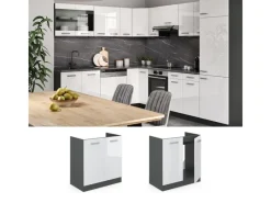 Küchenschränke<Vicco Spülenunterschrank R-Line Hochglanz/Anthrazit 80 cm AP Eiche