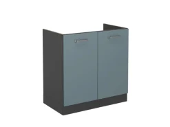 Küchenschränke<Vicco Spülenunterschrank R-Line Blau-Grau/Anthrazit 80 cm ohne Arbeitsplatte