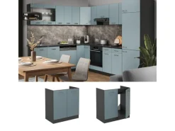Küchenschränke<Vicco Spülenunterschrank R-Line Blau-Grau/Anthrazit 80 cm ohne Arbeitsplatte
