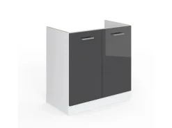 Vicco Spülenunterschrank R-Line Hochglanz/Weiß 80 cm ohne Arbeitsplatte< Küchenschränke