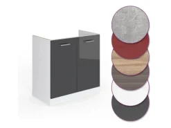 Vicco Spülenunterschrank R-Line Hochglanz/Weiß 80 cm ohne Arbeitsplatte< Küchenschränke