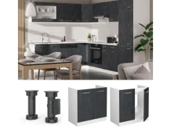 Vicco Spülenunterschrank R-Line Schwarz Beton/Weiß 80 cm ohne Arbeitsplatte< Küchenschränke