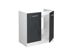 Vicco Spülenunterschrank R-Line Schwarz Beton/Weiß 80 cm ohne Arbeitsplatte< Küchenschränke