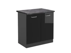 Küchenschränke<Vicco Spülenunterschrank R-Line Schwarz Hochglanz/Anthrazit 80 cm AP Anthrazit