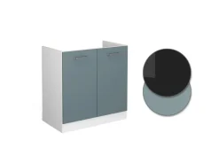 Pantryküchen|Küchenschränke<Vicco Spülenunterschrank R-Line Küchenunterschrank für die Spüle Blau-Grau/Weiß 80 cm AP Anthrazit