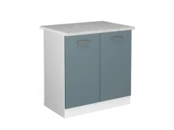 Best Vicco Spülenunterschrank R-Line Küchenunterschrank für die Spüle Blau-Grau/Weiß 80 cm AP Marmor Blaugrau