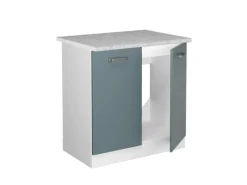 Best Vicco Spülenunterschrank R-Line Küchenunterschrank für die Spüle Blau-Grau/Weiß 80 cm AP Marmor Blaugrau