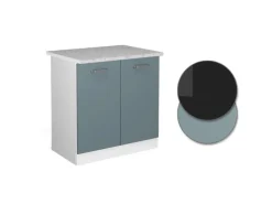 Best Vicco Spülenunterschrank R-Line Küchenunterschrank für die Spüle Blau-Grau/Weiß 80 cm AP Marmor Blaugrau