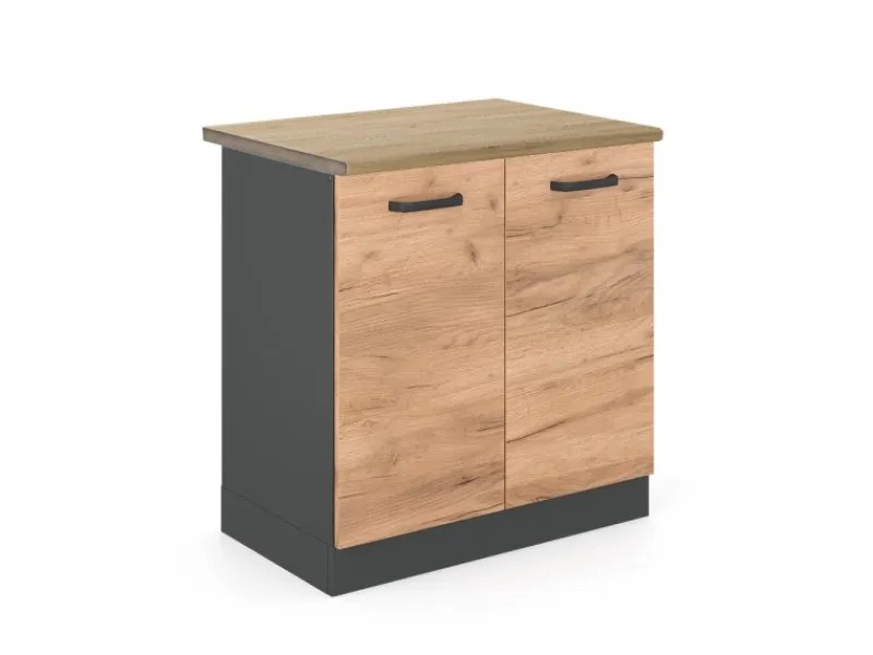 Küchenschränke<Vicco Spülenunterschrank R-Line Goldkraft /Anthrazit 80 cm AP mit Anthrazit Korpus