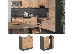 Küchenschränke<Vicco Spülenunterschrank R-Line Goldkraft /Anthrazit 80 cm AP mit Anthrazit Korpus