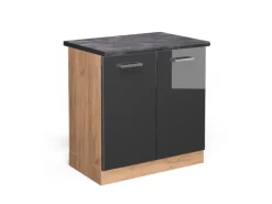 Vicco Spülenunterschrank R-Line Hochglanz/Goldkraft Eiche 80 cm AP< Küchenschränke