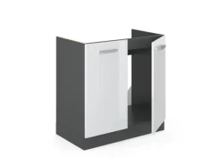 Vicco Spülenunterschrank R-Line Hochglanz/Anthrazit 80 cm ohne Arbeitsplatte Weiß