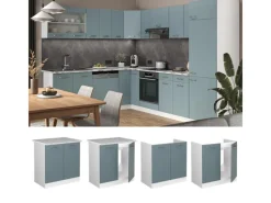 Küchenschränke|Einbauküchen<Vicco Spülenunterschrank R-Line Blau-Grau/Weiß 80 cm ohne Arbeitsplatte
