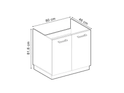 Vicco Spülenunterschrank R-Line Küchenunterschrank für die Spüle Schwarz Beton/Weiß 80 cm AP Eiche< Küchenschränke