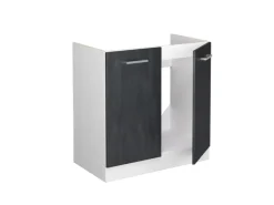 Vicco Spülenunterschrank R-Line Küchenunterschrank für die Spüle Schwarz Beton/Weiß 80 cm AP Eiche< Küchenschränke