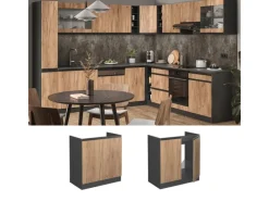 Hot Vicco Spülenunterschrank R-Line Goldkraft /Anthrazit 80 cm AP Anthrazit mit Anthrazit Korpus Eiche