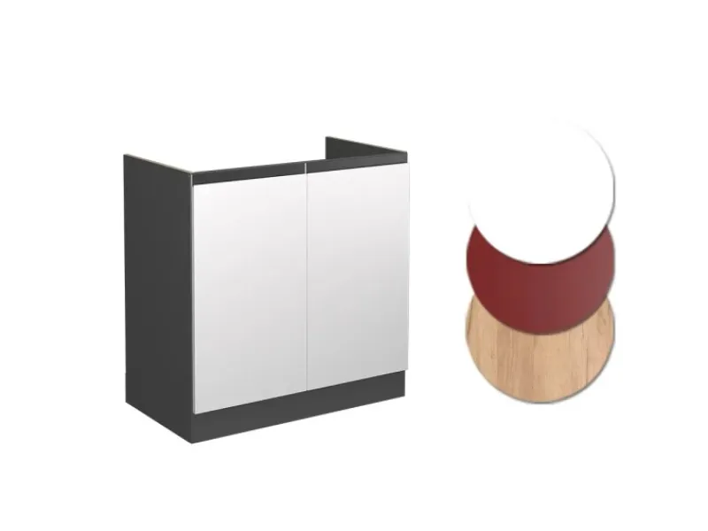 Vicco Spülenunterschrank R-Line /Anthrazit 80 cm J-Shape ohne Arbeitsplatte< Küchenschränke