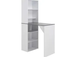 vidaXL Bartisch mit Schrank Weiß 115x59x200 cm mit Grau-Tischplatte< Kücheninseln