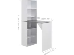 vidaXL Bartisch mit Schrank Weiß 115x59x200 cm mit Grau-Tischplatte< Kücheninseln