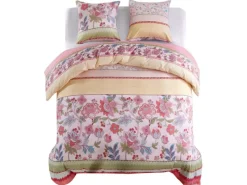 Wäschetrockner<vidaXL Bettwäsche-Set Blumen/Streifen Rosa 200x220/80x80 cm 133441