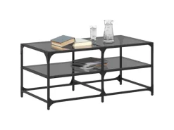 vidaXL Couchtisch mit Glasplatte Schwarz 98,5x50x45 cm Stahl Modell 1< Pfannen