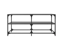 vidaXL Couchtisch mit Glasplatte Schwarz 98,5x50x45 cm Stahl Modell 1< Pfannen