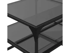 vidaXL Couchtisch mit Glasplatte Schwarz 98,5x50x45 cm Stahl Modell 1< Pfannen