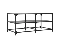 vidaXL Couchtisch mit Glasplatte Schwarz 98,5x50x45 cm Stahl Modell 1< Pfannen