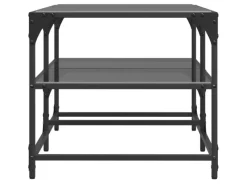 vidaXL Couchtisch mit Glasplatte Schwarz 98,5x50x45 cm Stahl Modell 1< Pfannen