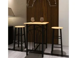 Kücheninseln<vidaXL Früchstücksbar Hellbraunes Holz Schwarzer Stahl