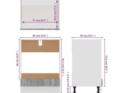 vidaXL Herdumbauschrank Grau Sonoma 60x46x81,5 cm Holzwerkstoff< Küchenschränke