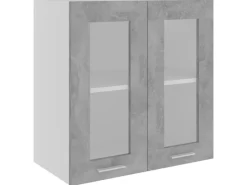 vidaXL Hängeglasschrank Betongrau 60x31x60 cm Holzwerkstoff< Pfannen|Töpfe